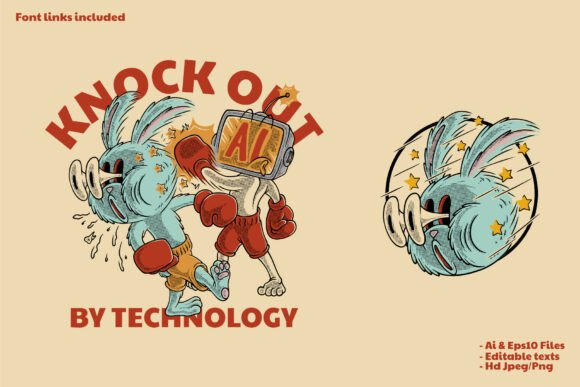 Cartoon Bunny Beaten Up by AI in Boxing: A Bold Mascot for Modern Branding