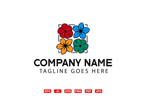 Elegant Four Flower Logo Design Template: A Botanical Touch for Modern Branding