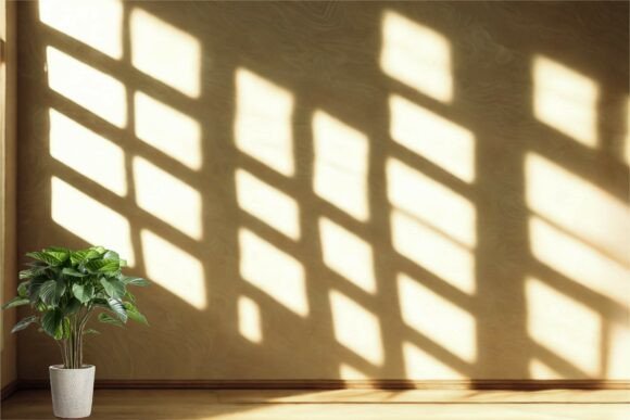 Minimalist Wall with Projected Tree