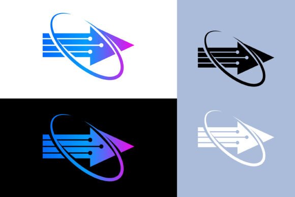 Modern Abstract Tech Logo with Arrow & Network