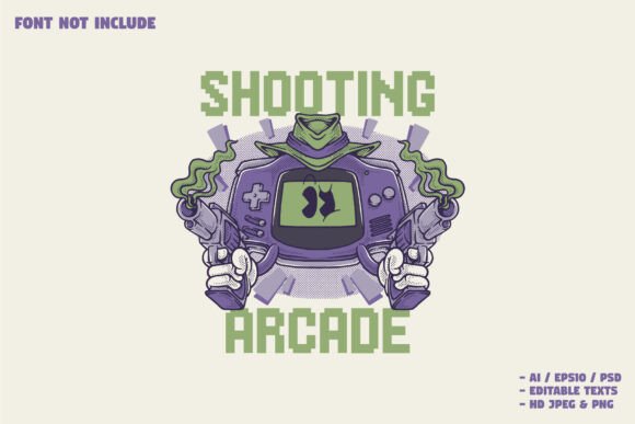 Retro Mascot With Game Console & Guns: Bold Branding Design